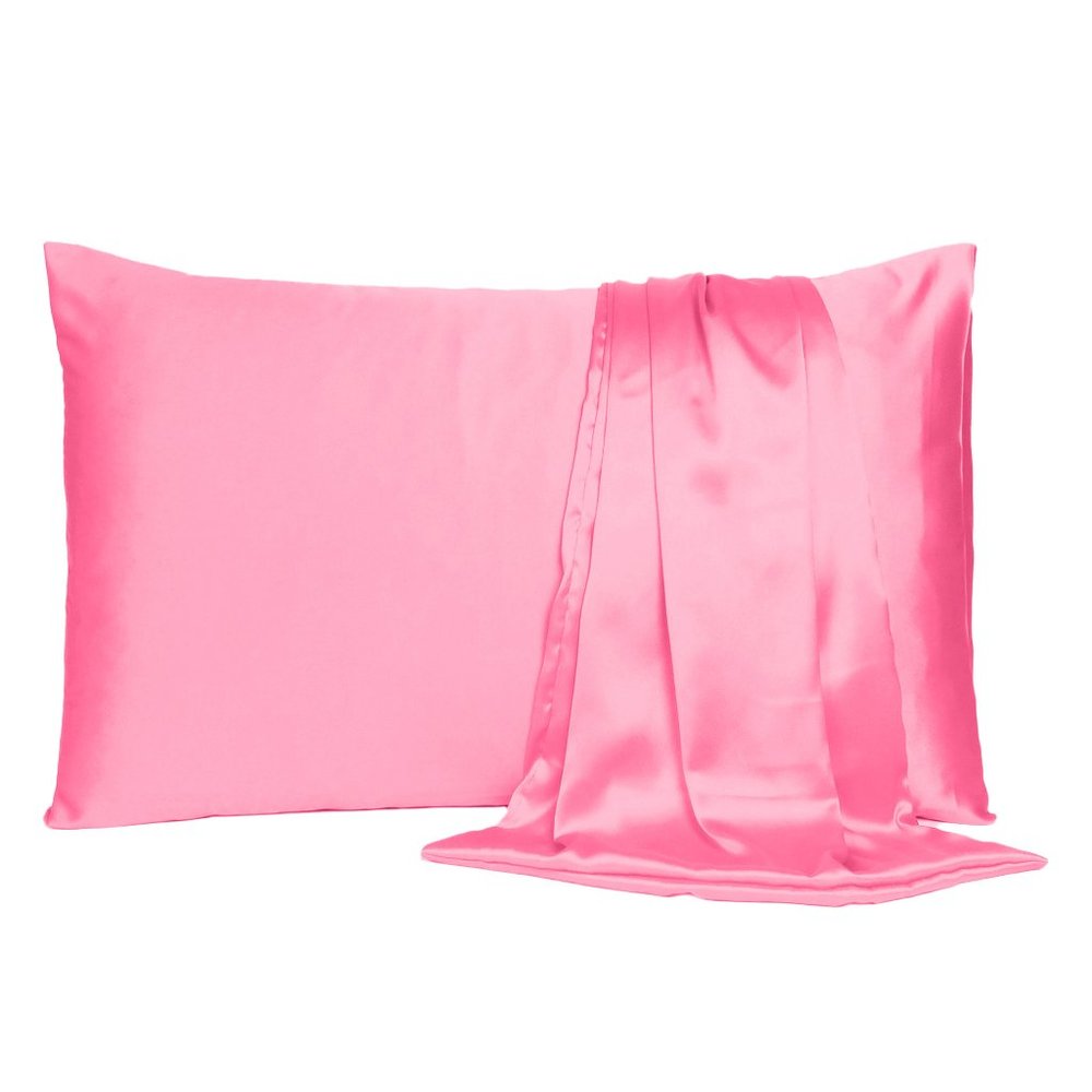 Oussum Pink Satin Pillow Case Silky Cover Set of 2